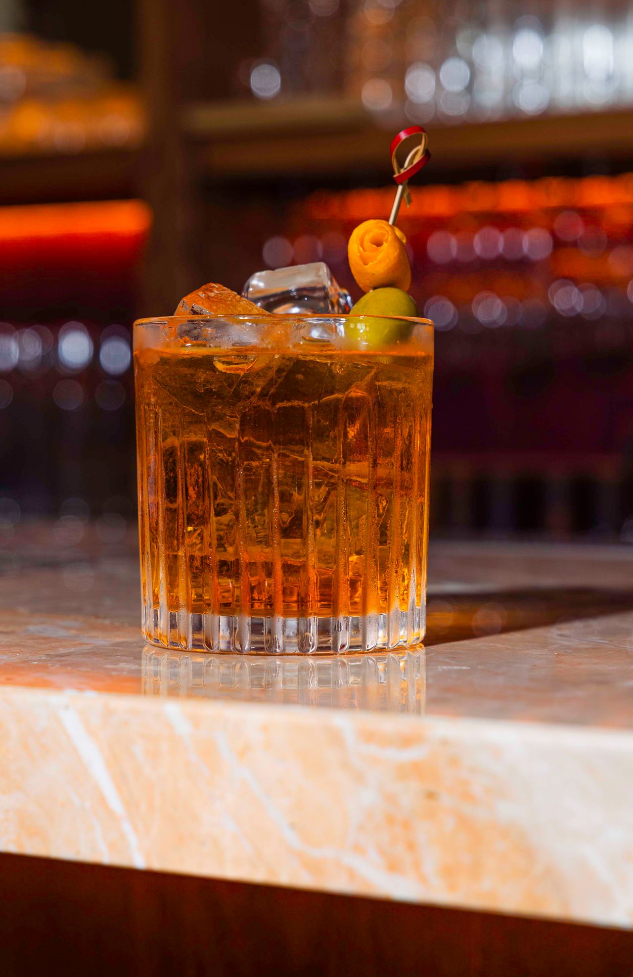 Hell Ya, Brother, Zia's version of an old fashioned, features Espadin Mezcal, Amaro Meletti, Capalleti Aperitivio and orange bitters