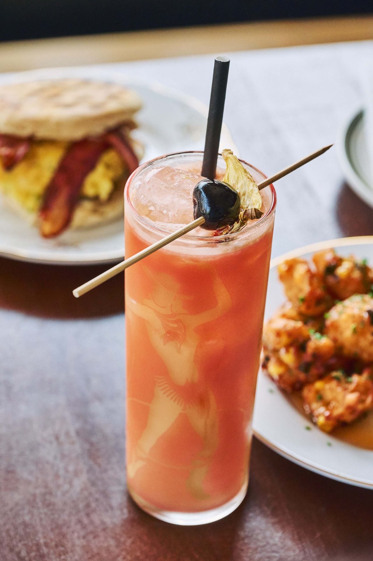 The piña colada is a shaken blend of pineapple juice, Coco Lopez, lime juice and Angostura bitters