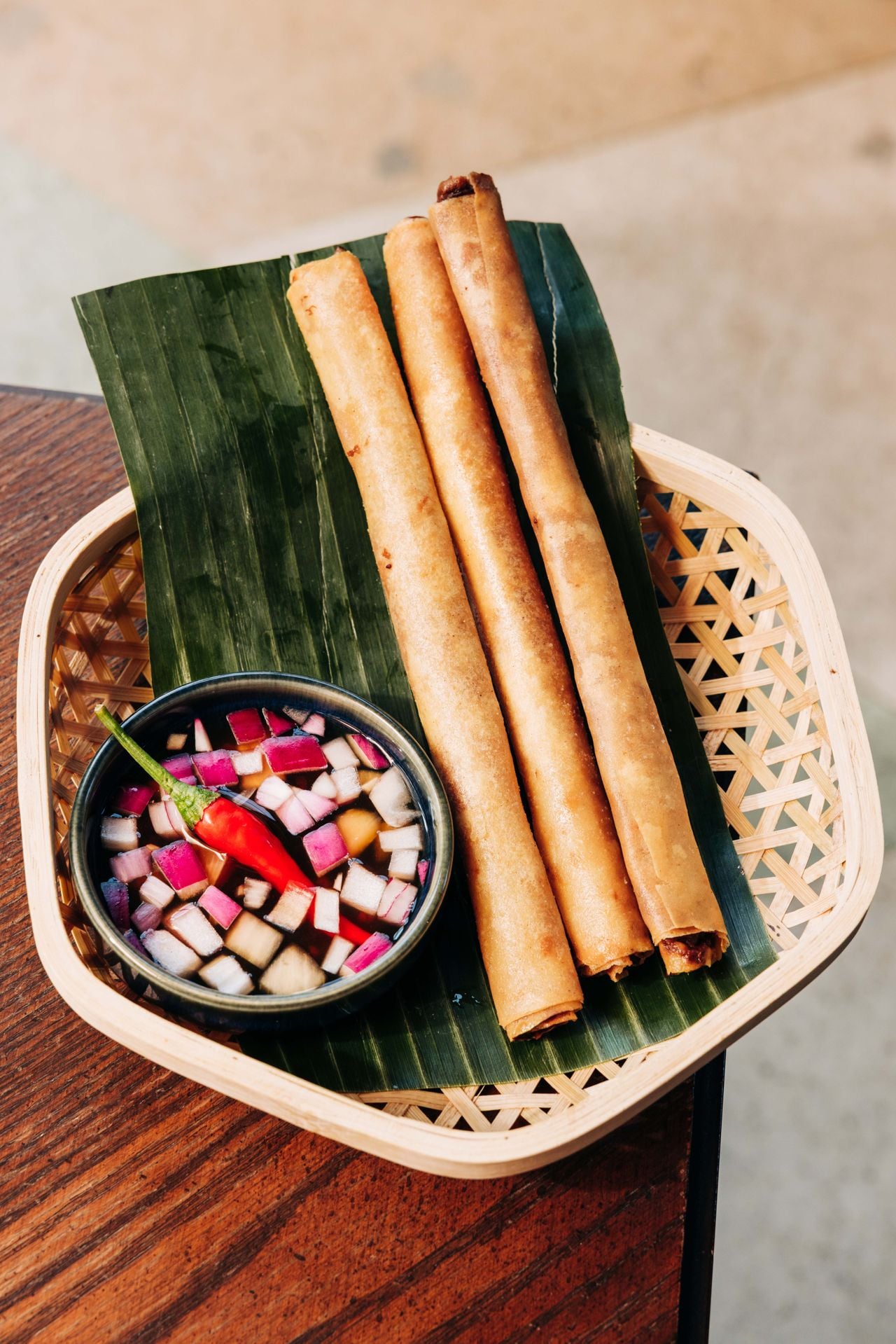 Lumpia and dipping sauce