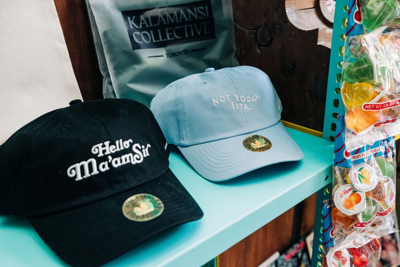 Caps and other locally made merchandise for sale at Makilala