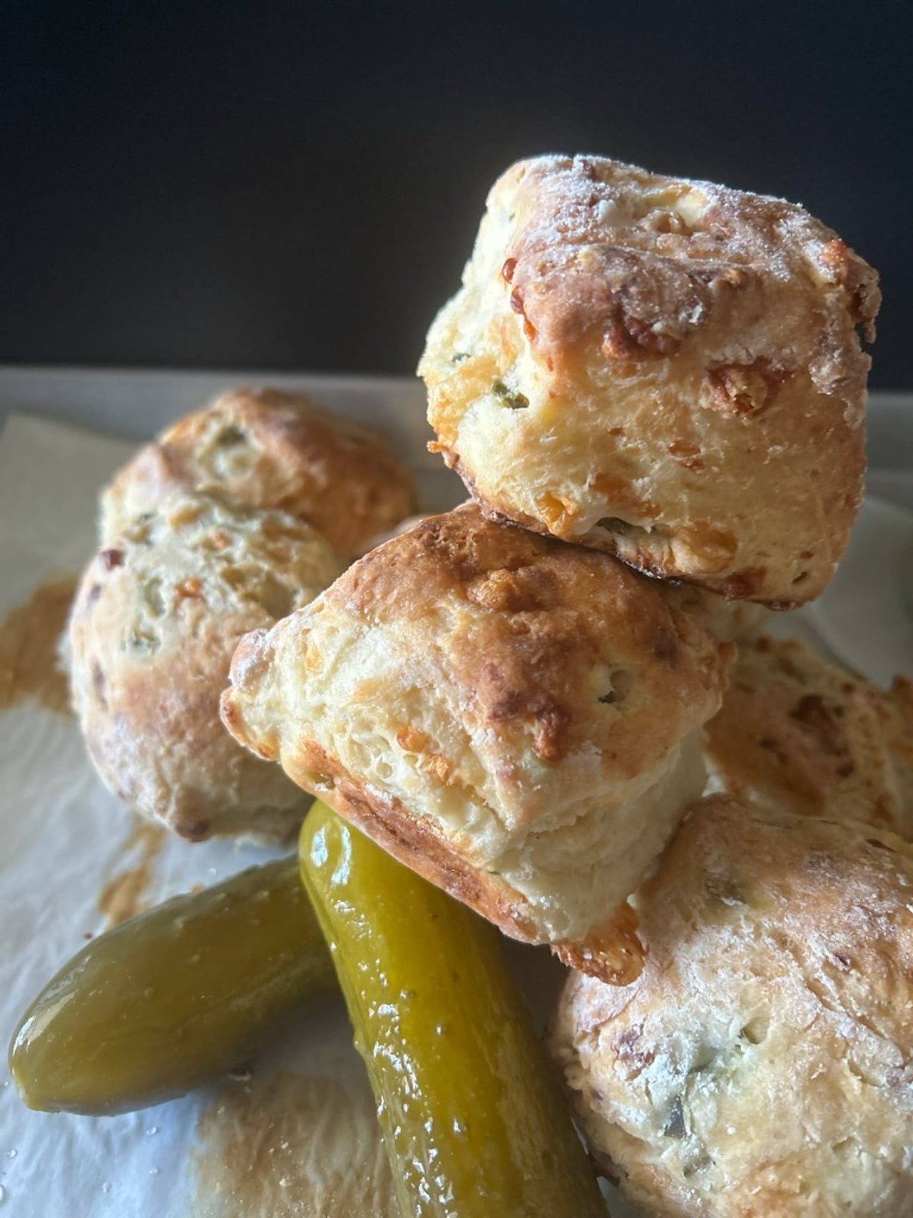 Pickle and cheddar biscuits