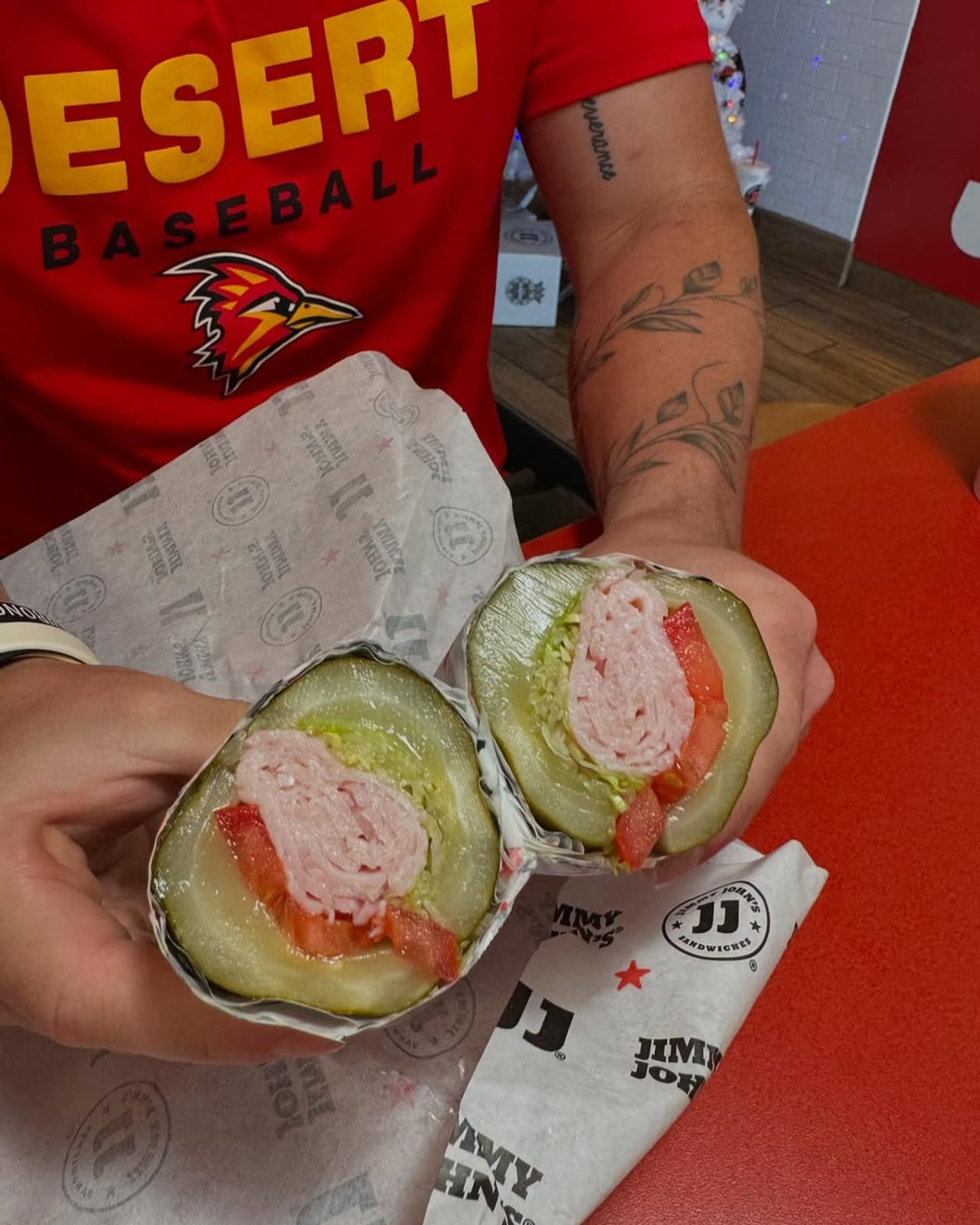 A pickle sub sandwich