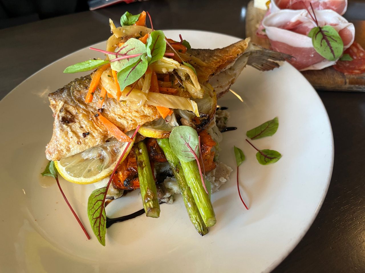 Roasted branzino with roasted vegetables