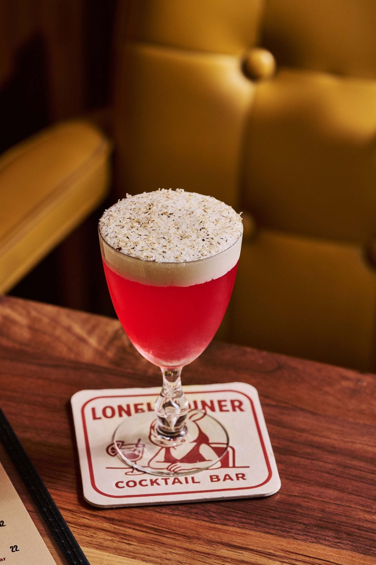 A tart, funky and adventurous sipper, the Bohemian Raspberry balances smoky mezcal, fermented wine, fermented raspberries and lemon oleo, all crowned with banana cheesefoam