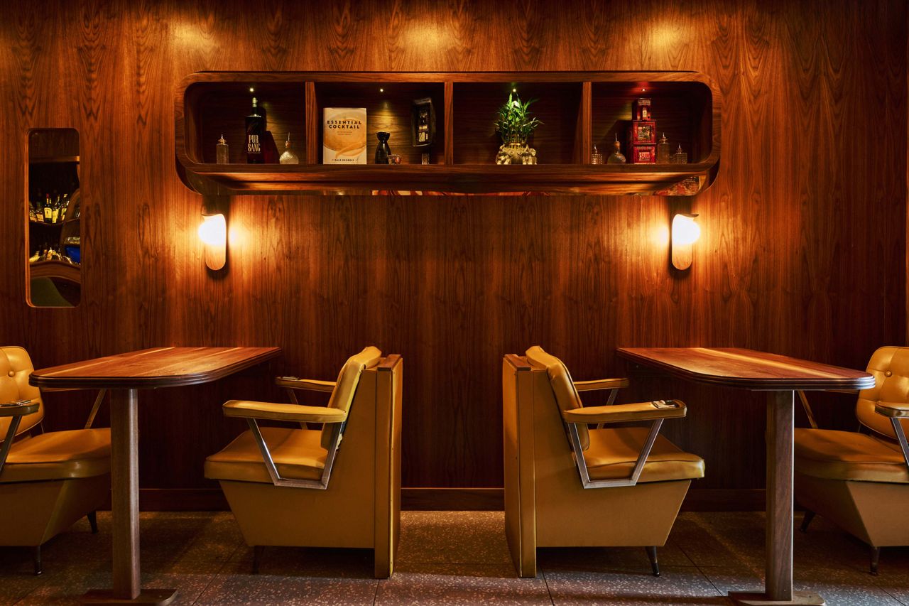 Vintage seating at Lonely Diner, a ’70s-inspired cocktail bar in Toronto