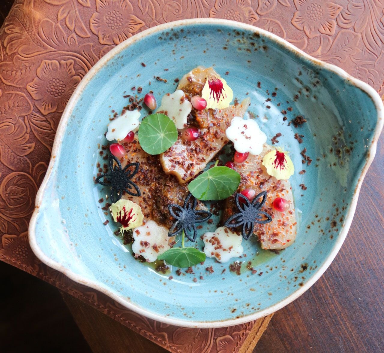 An artfully plated dish at Alebrije, a modern Mexican restaurant