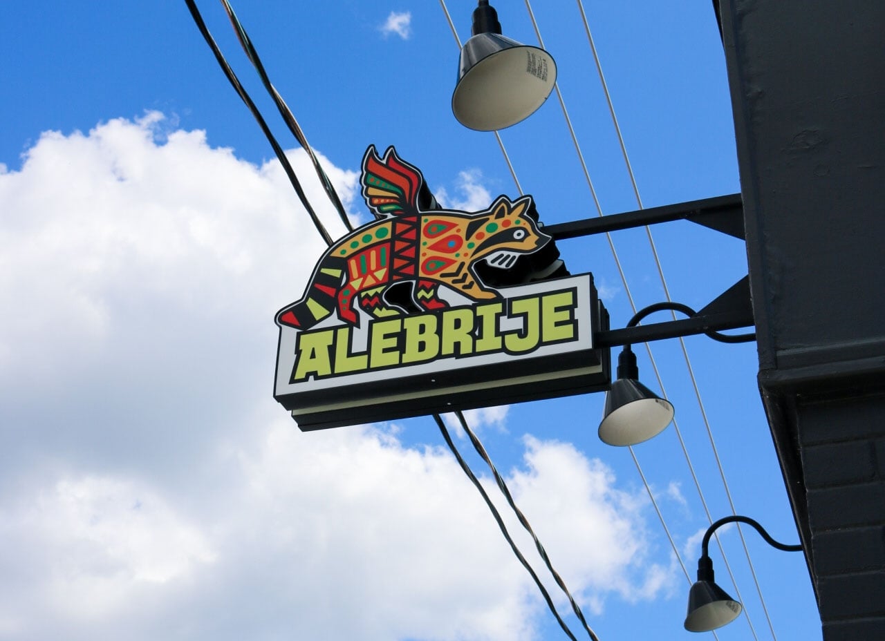 The sign outside of Alebrije, a Mexican restaurant in Toronto
