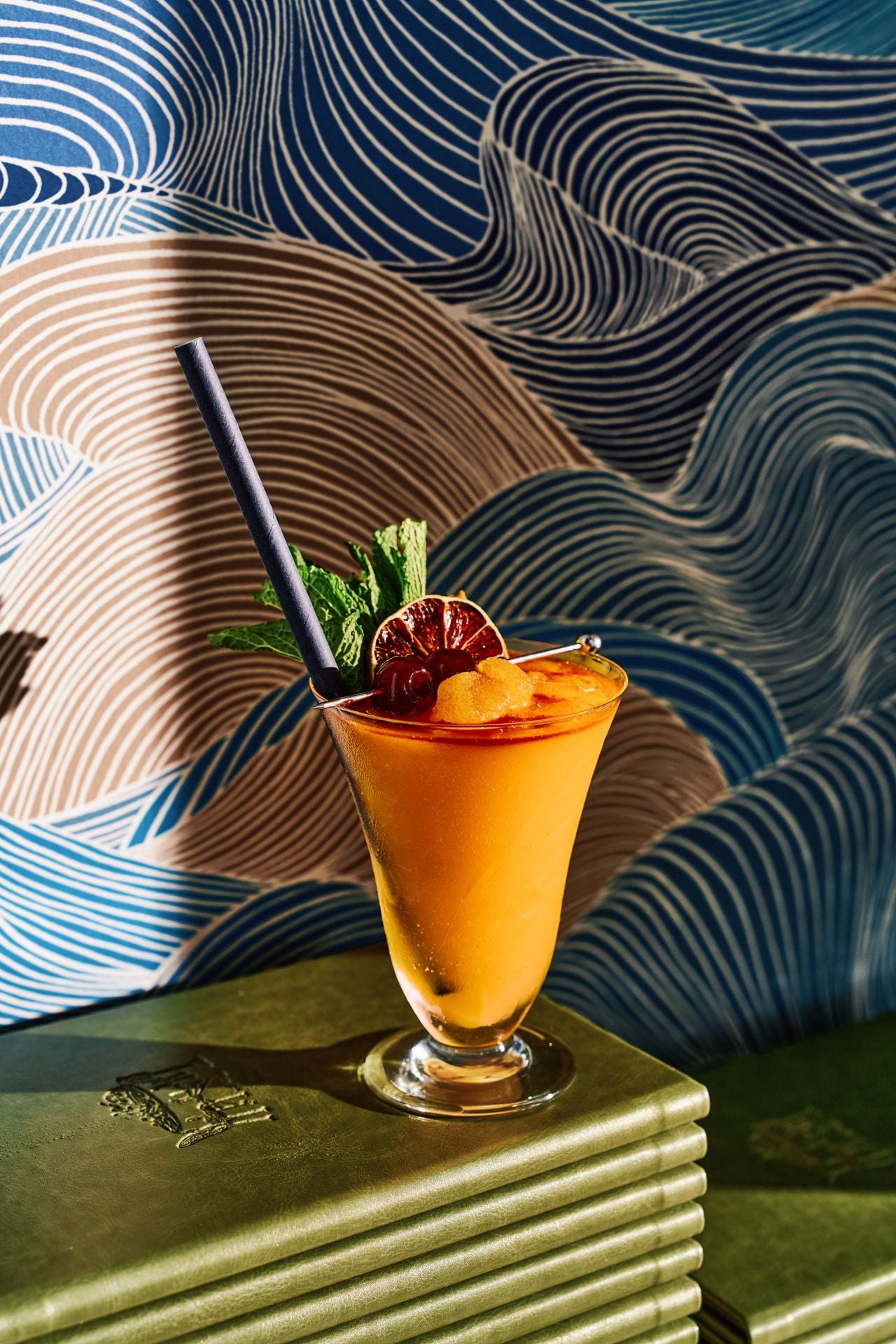 The cheekily named I Think I Forgot Mai Thai is a boozy slushie made with a blend of three kinds of rum, mango, sesame, almond orgeat, a house spice blend, lime juice and Angostura bitters