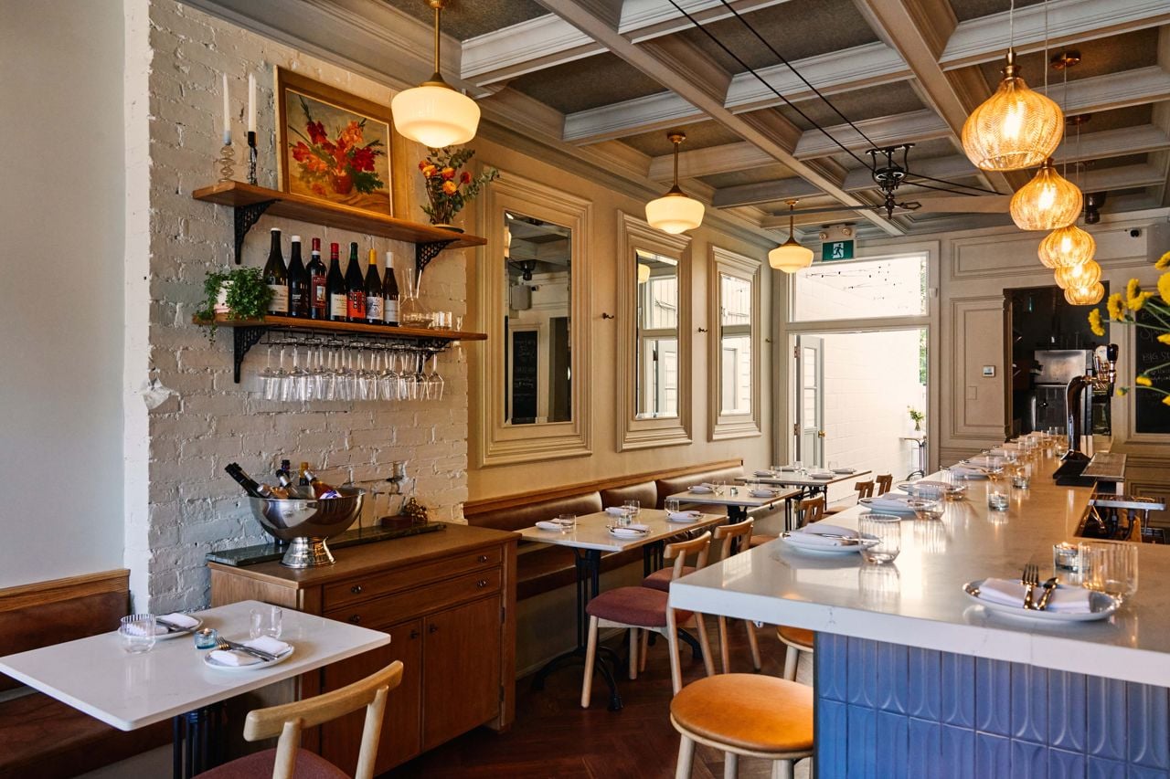 Looking from the front to the back of Bar Eugenie's dining room