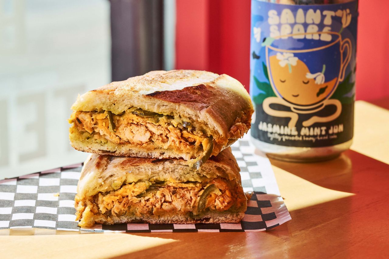 The barbecue chicken grilled cheese sandwich at the Carbon Snack Bar