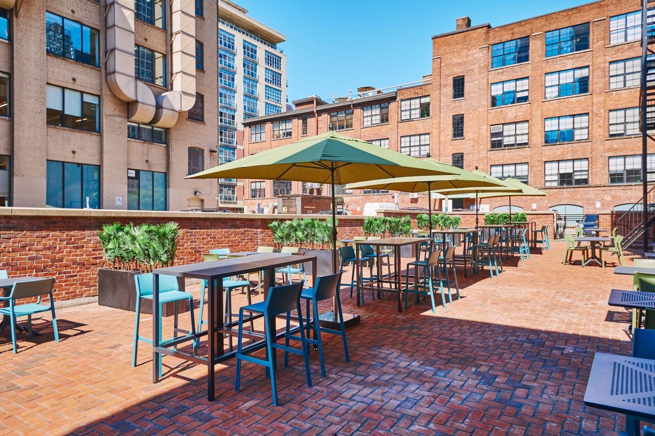 The second-level patio at the Carbon Snack Bar