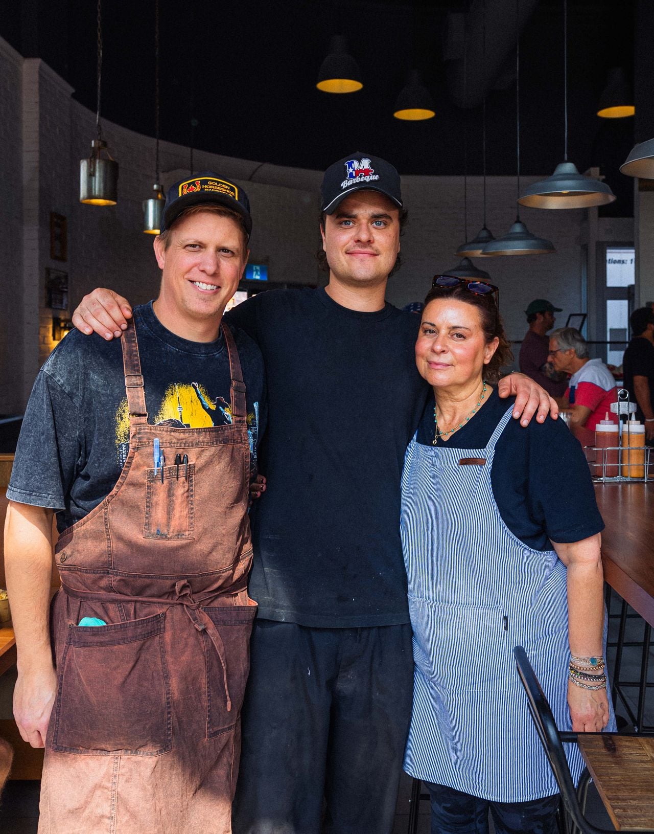 Kris Hansen, Andrew Golden and Doris Golden at Golden Horseshoe Barbecue
