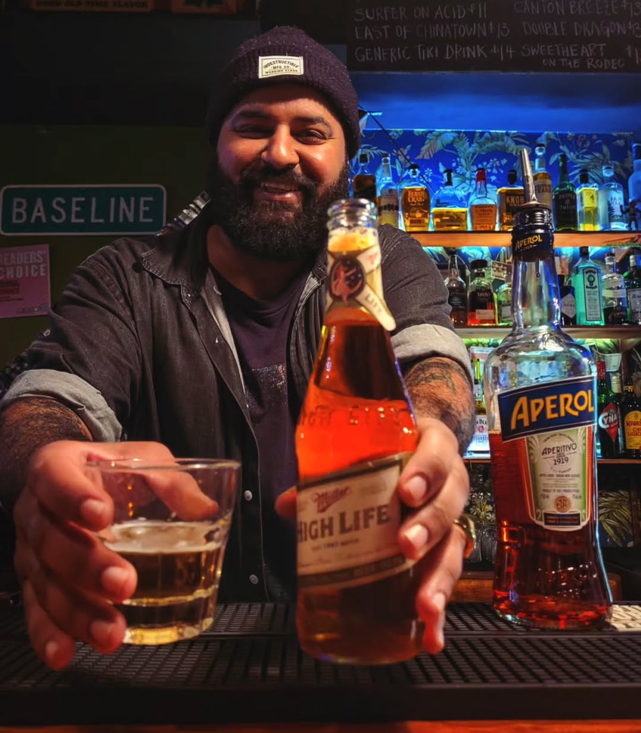 A bartender at Farside in Toronto