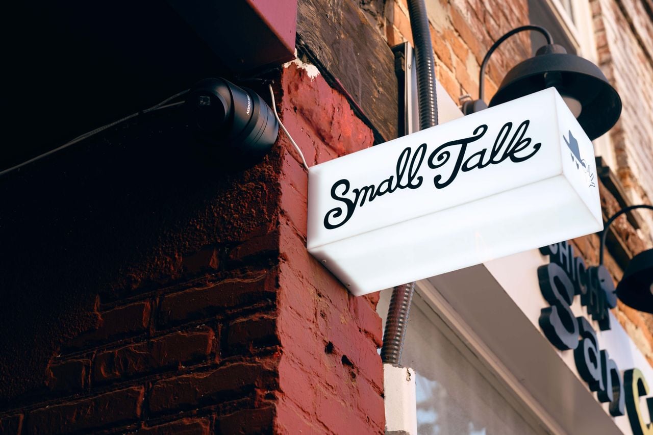 The sign outside Small Talk