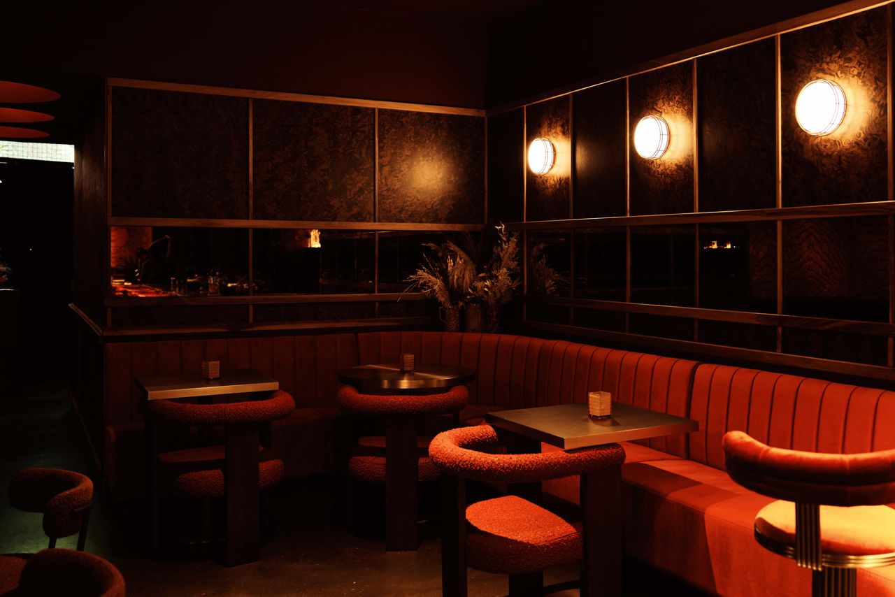 Curved banquette seating at Bar Cart