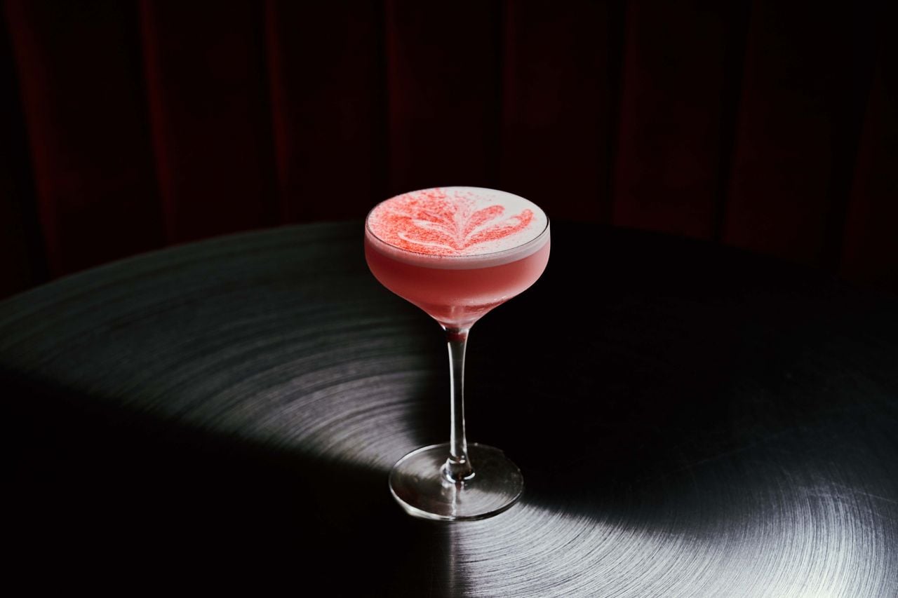 Crimson Ember, another Bar Cart cocktail, is a smoky, tart and lightly sweet mezcal take on a whiskey sour