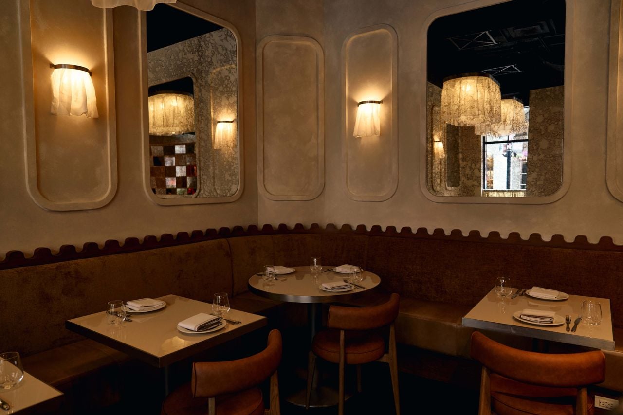 Curved banquette seating at Eloise