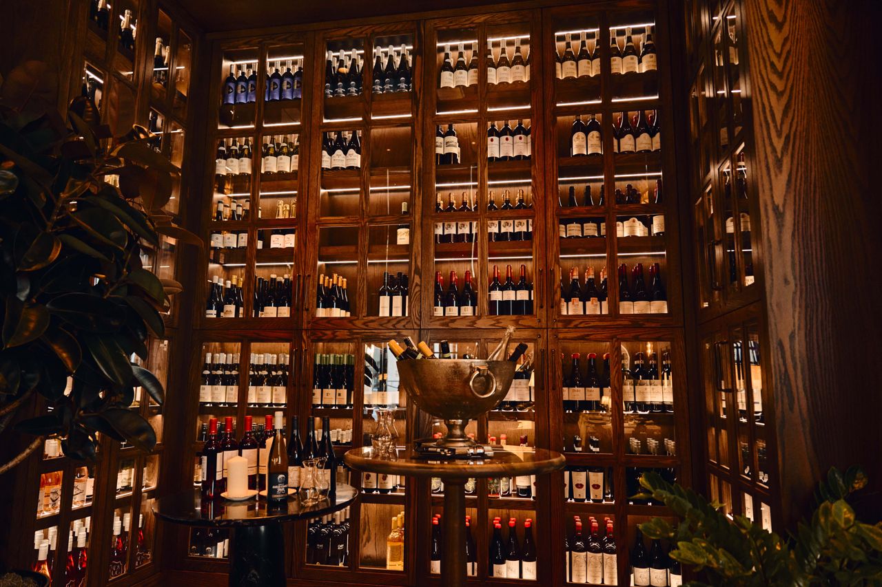A stocked wine cellar
