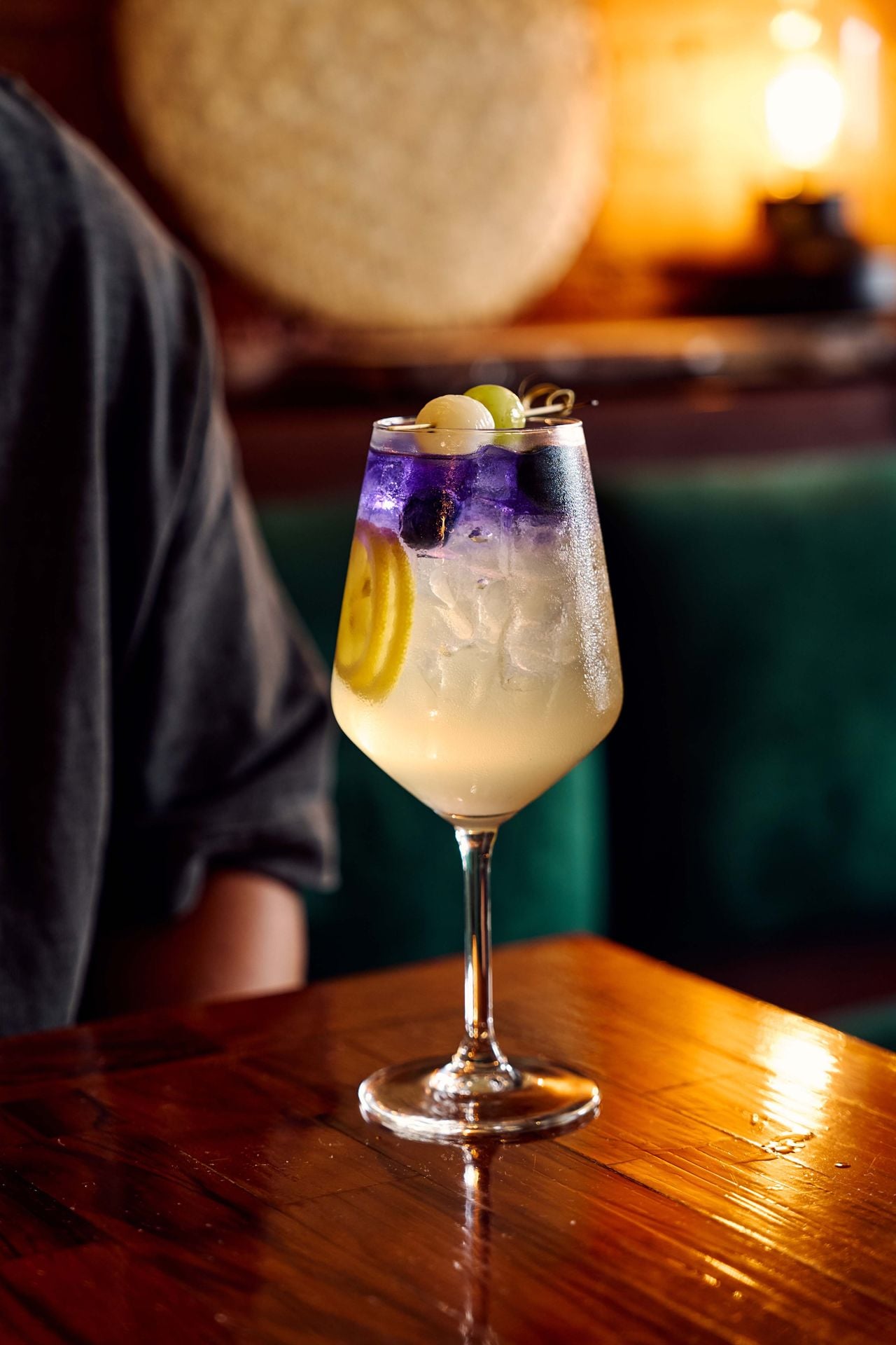 The Bali Sangria blends white wine with Curaçao, limoncello, brandy, lychee juice, St-Germain and coconut water