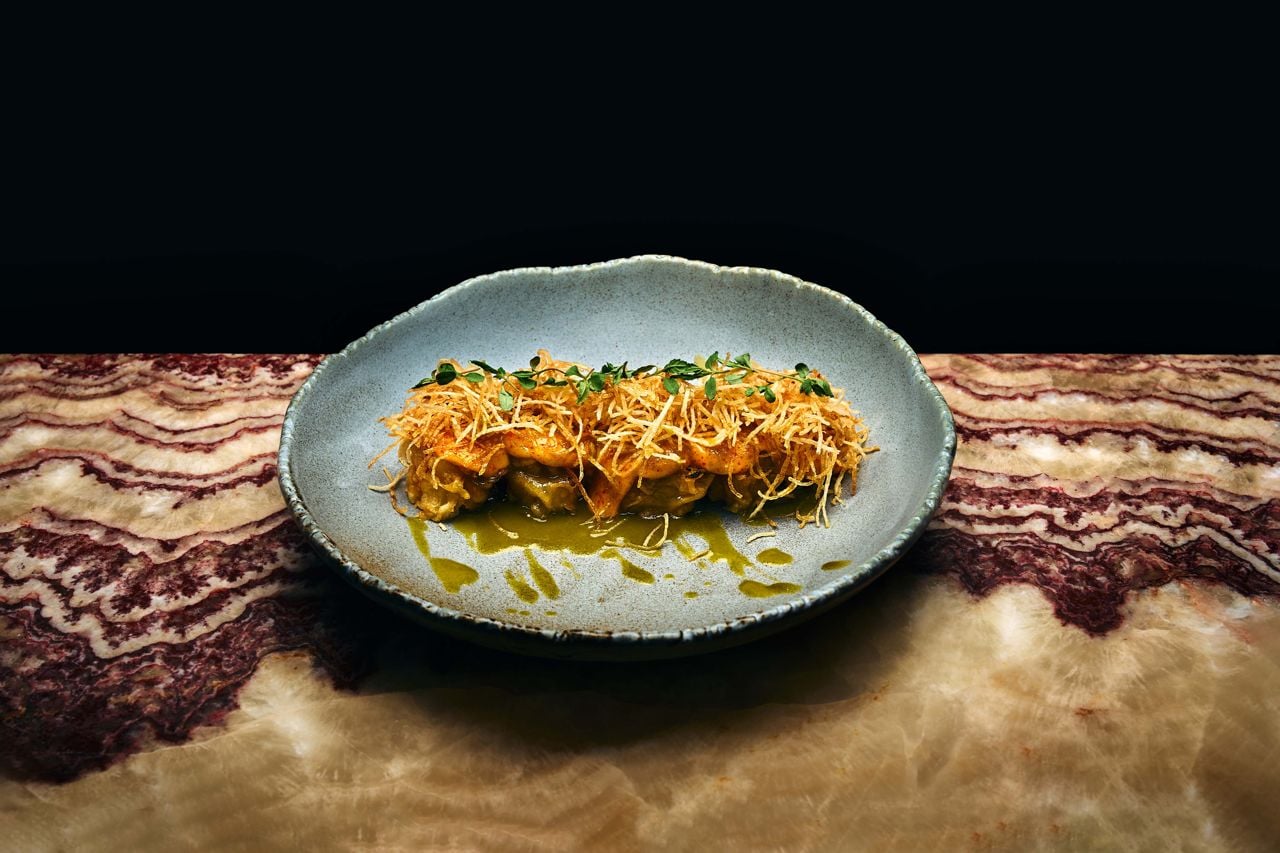 The jumbo prawn “dynamite” stars a single giant prawn, tempura-fried and cloaked in a dynamite sauce of aji amarillo and tobiko mayo