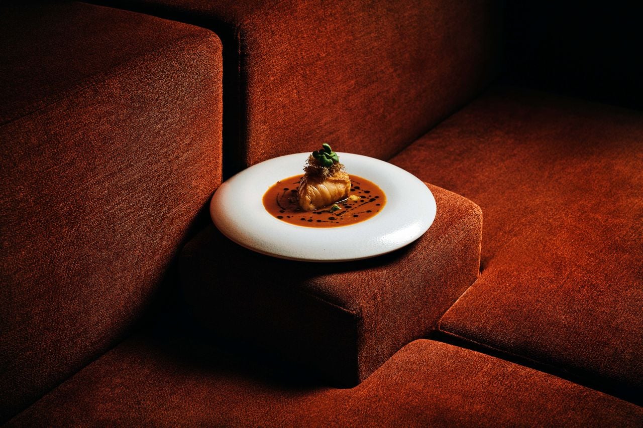 Thick-cut Chilean seabass is marinated anticucho-style in a blend of chilies, cumin and cilantro, then pan-seared and roasted to order