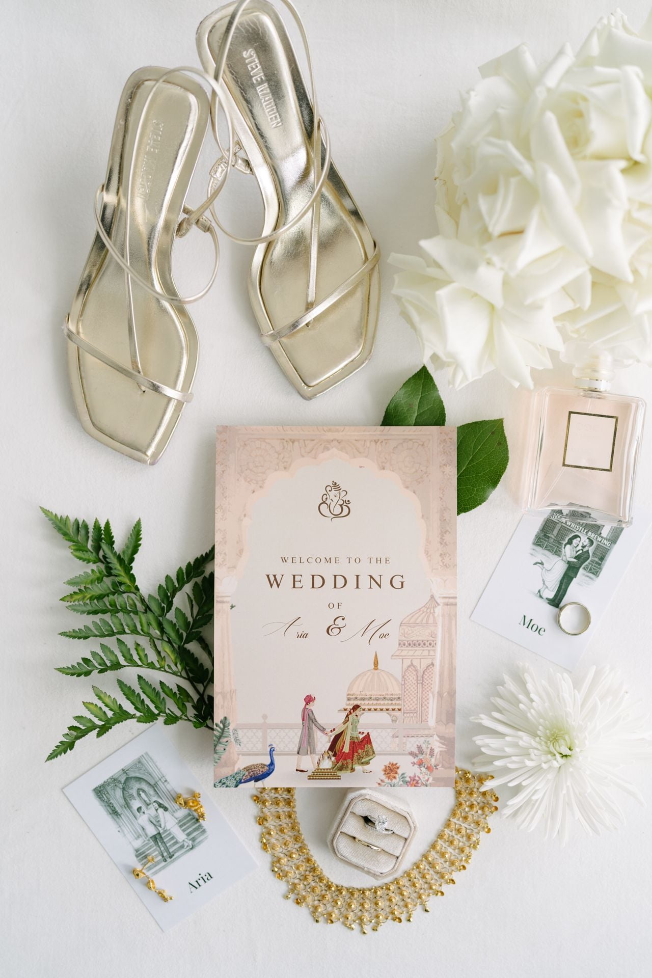 Wedding invitation flat lay