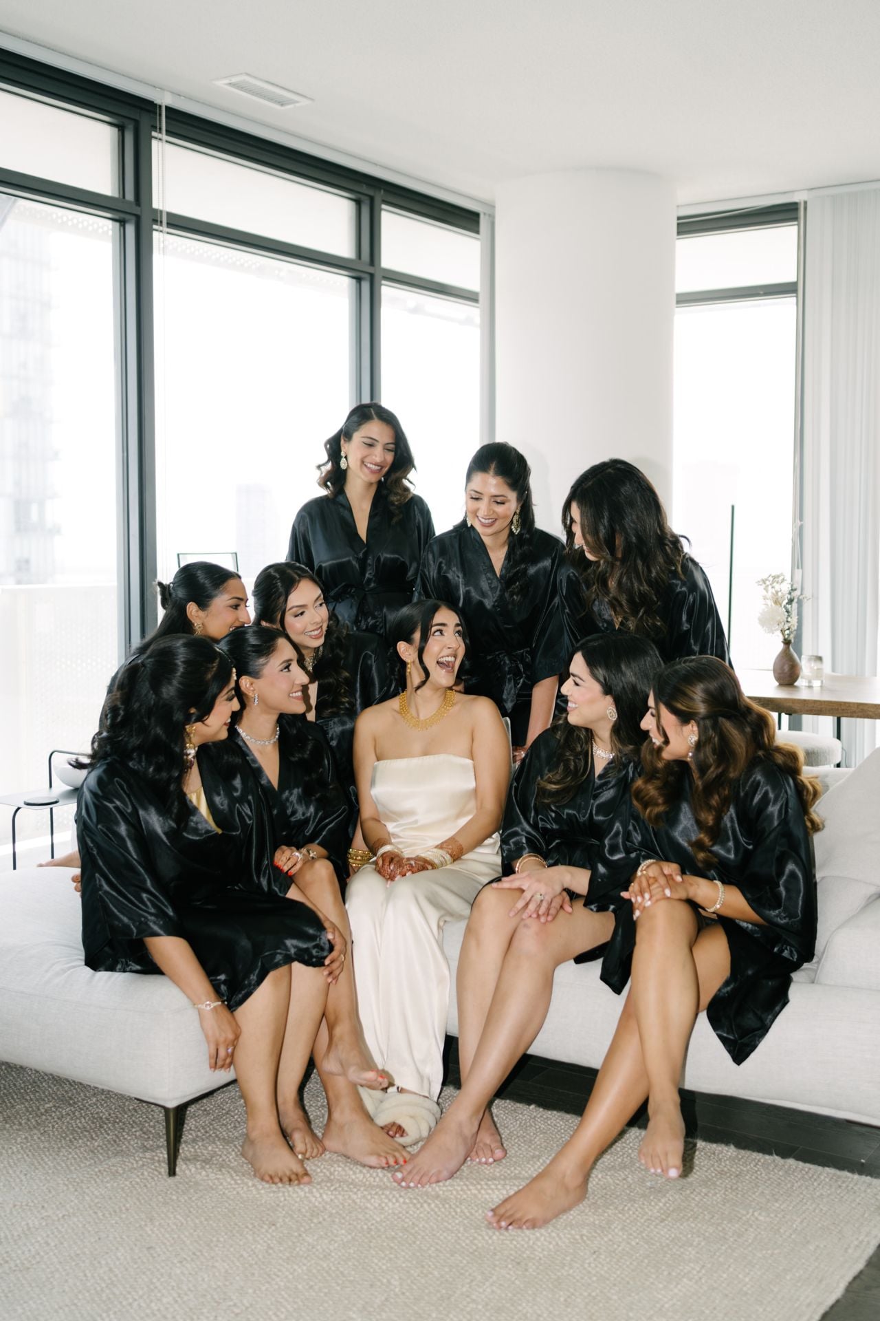 Bride surrounded by bridal party