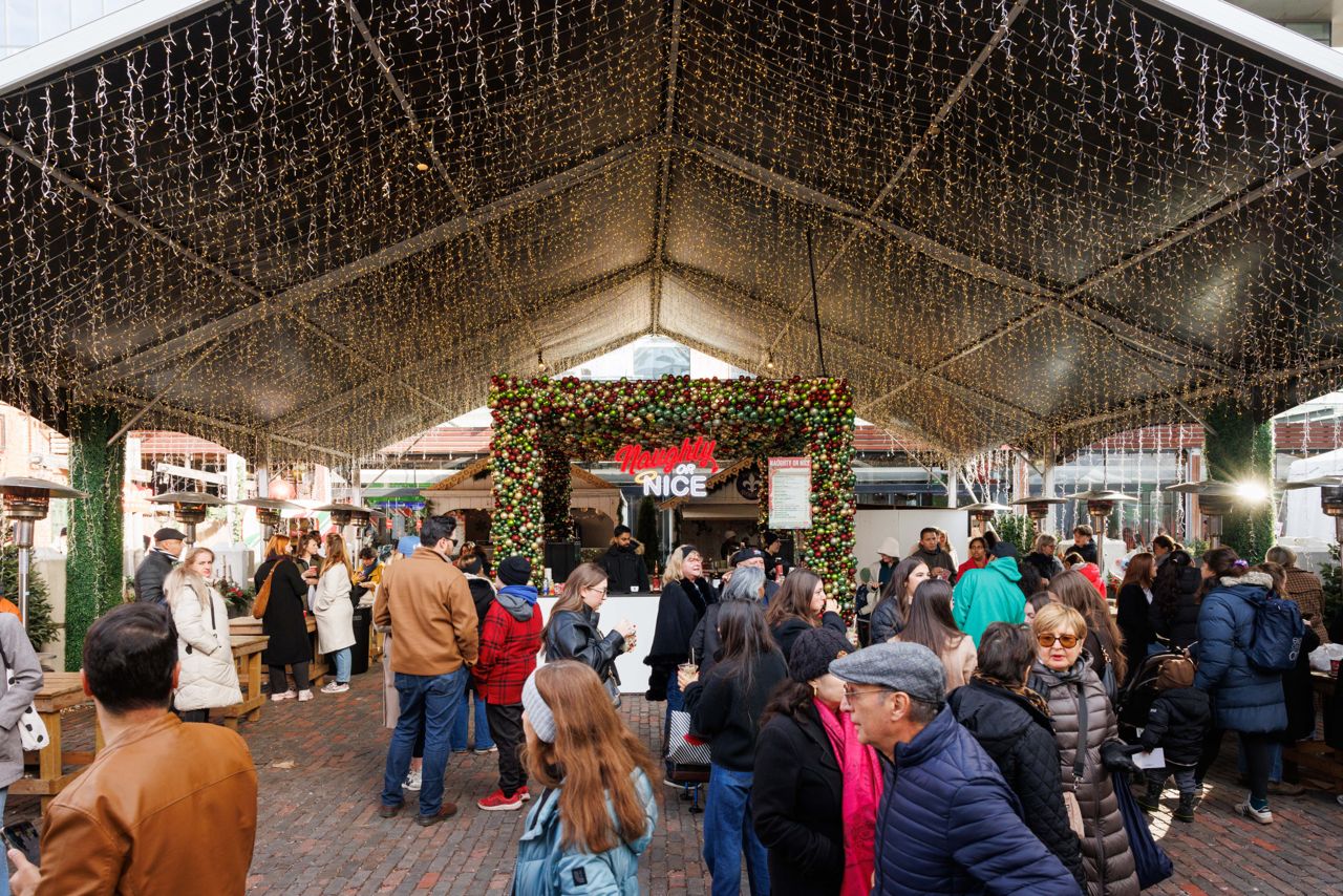 The Naughty or Nice bar at the Distillery Winter Village