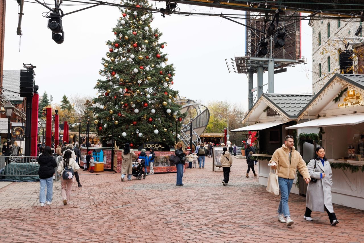 The Christmas tree at the Distillery Winter Village