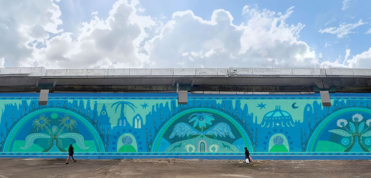An enormous mural below the Gardiner will soon connect the Bentway to Liberty Village