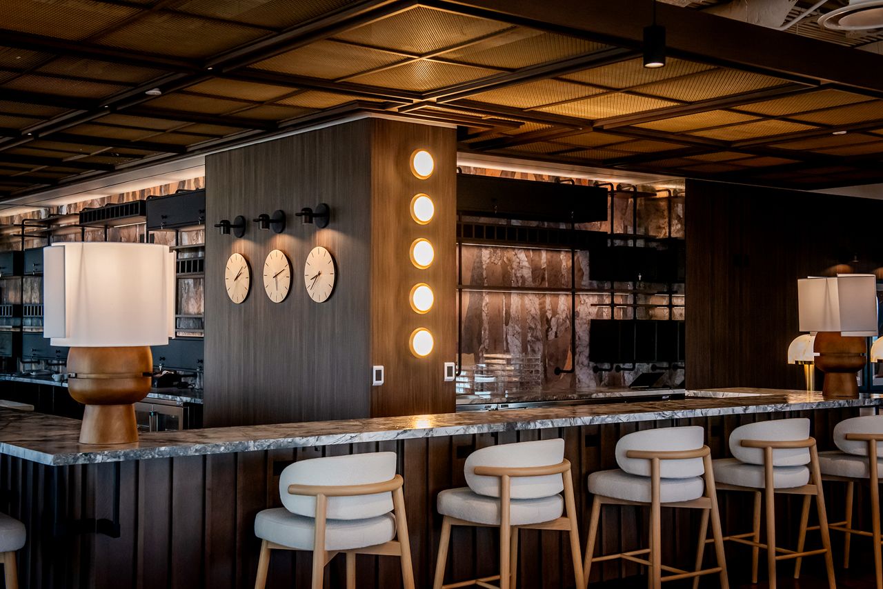 The bar at SixtyEight, a new Oliver and Bonacini venue at the top of Toronto's Scotia Plaza