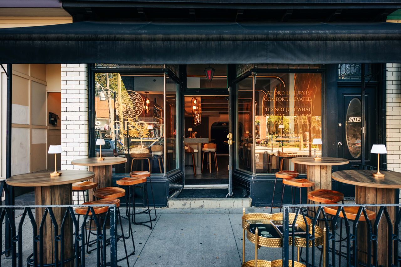 The streetside patio at ORO in Little Italy