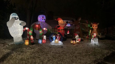 A Scarborough family's Christmas decorations were destroyed by masked vandals with hammers