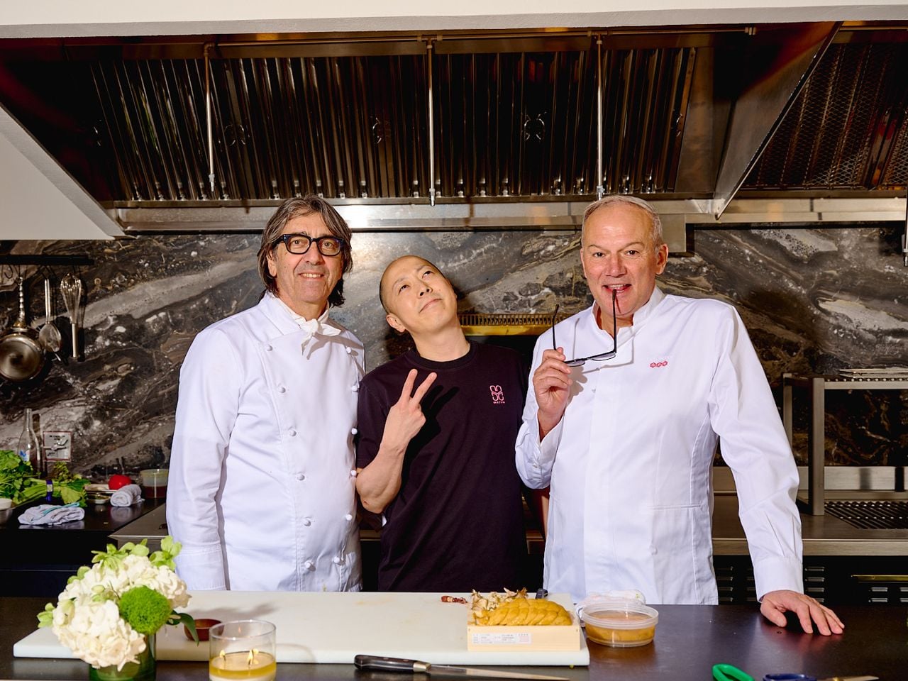 Chefs Didier Leroy, Masaki Saito and Christian Le Squer, at LSL