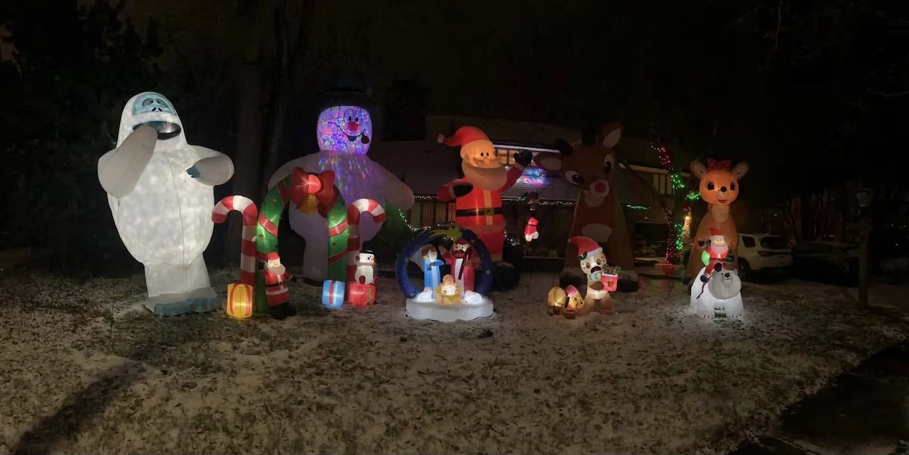 A Scarborough family's Christmas decorations were destroyed by masked vandals with hammers