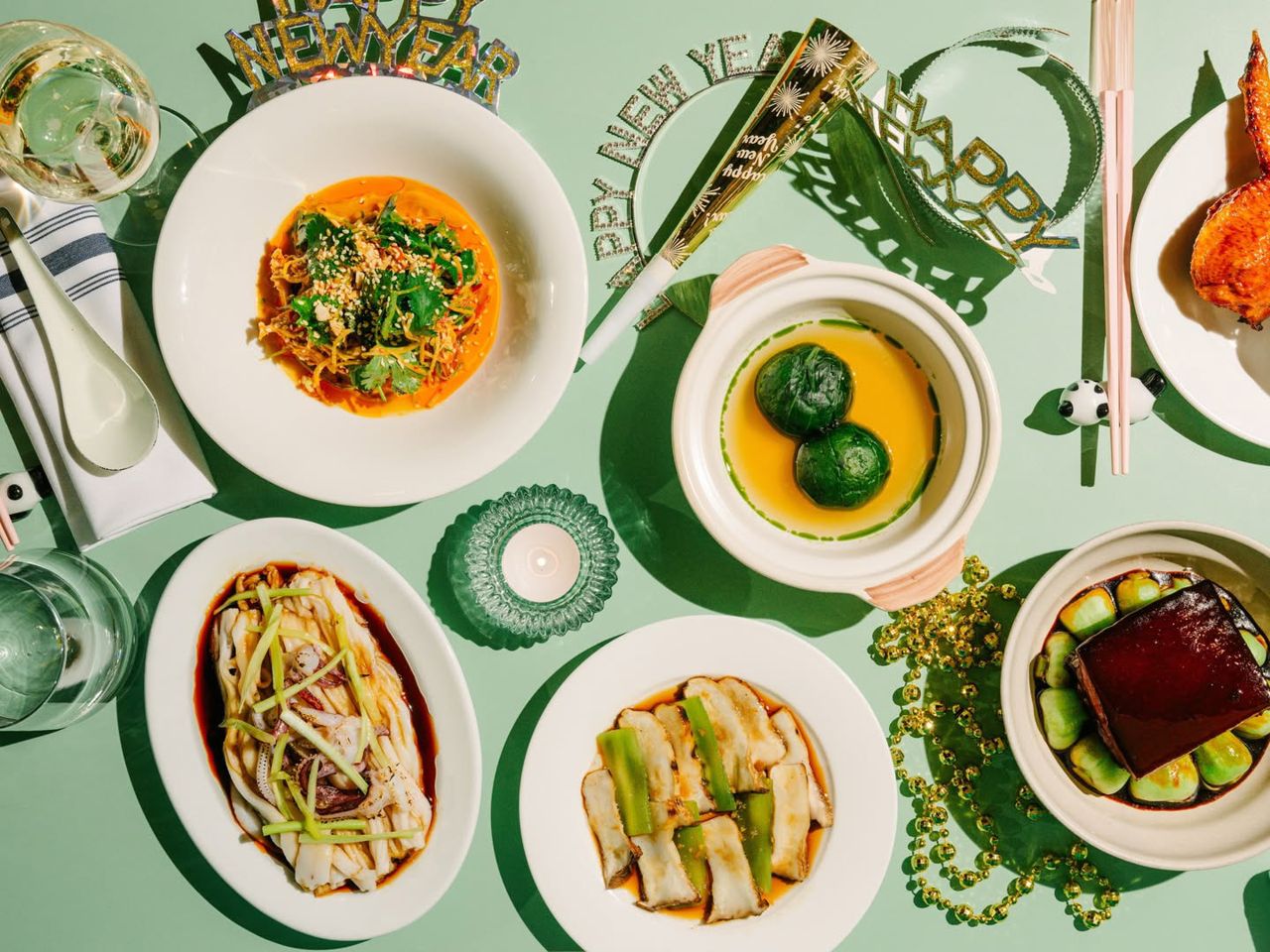 A New Year's Eve dinner spread at Sunnys Chinese in Toronto