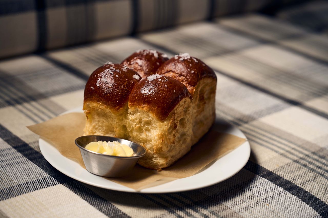 Pull-apart dinner rolls and butter