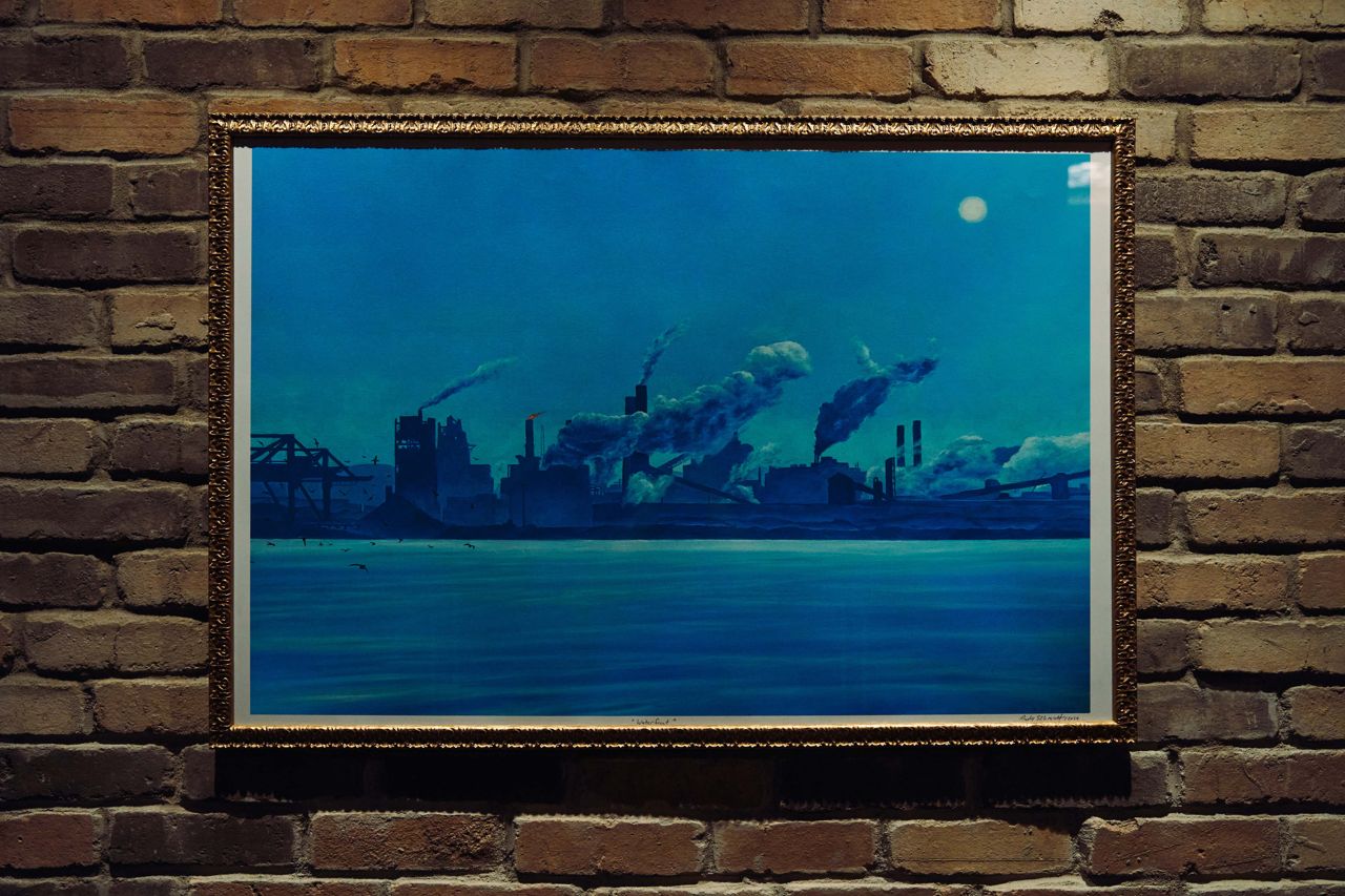A painting of Hamilton's steel factories
