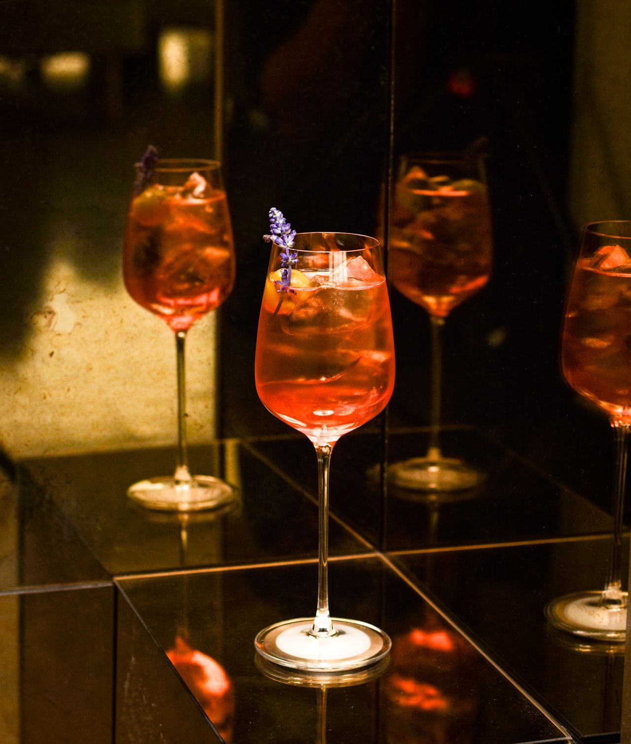 For the Aperol Glitz, the team layers Aperol with elderflower liqueur, lemon, sparkling wine and a surprising—but delightful—spoonful of olive brine