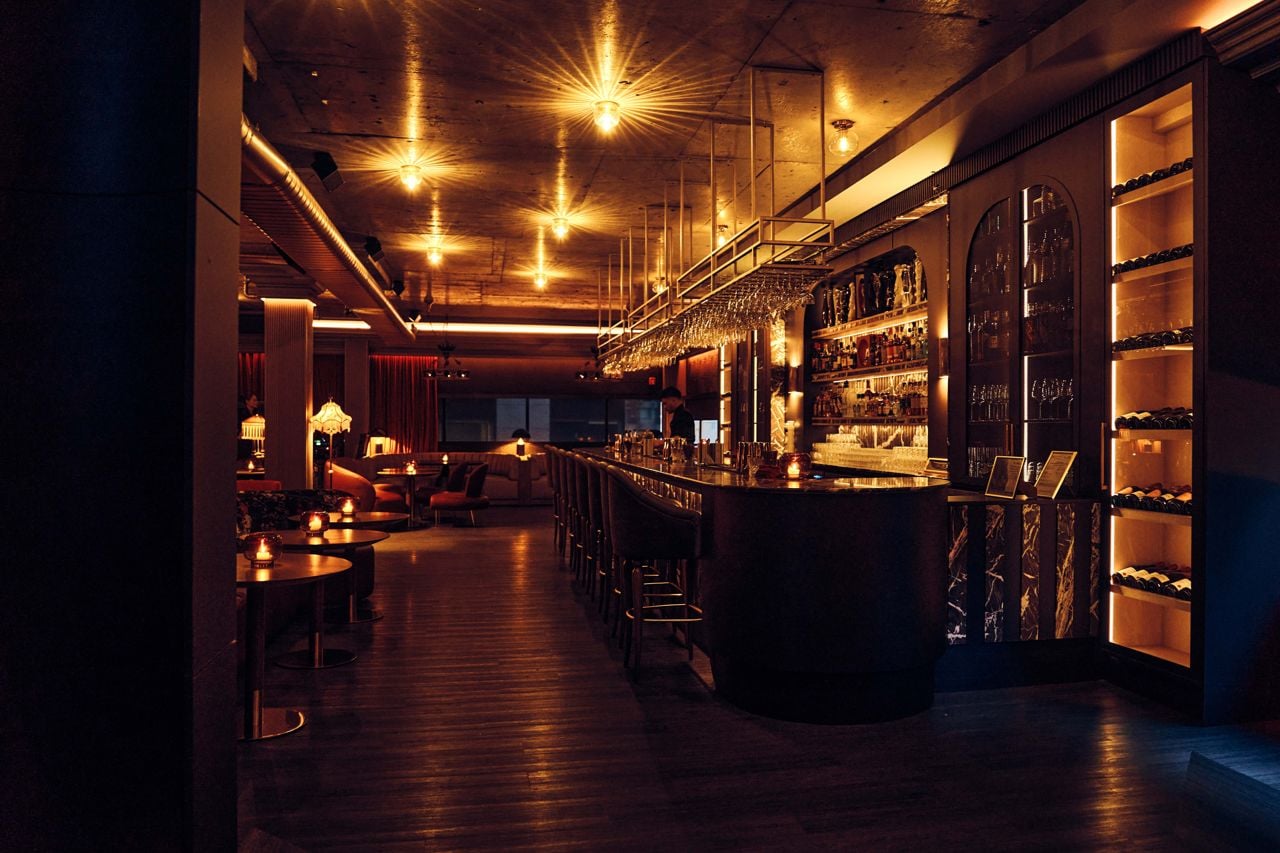 The bar inside the Powder Room