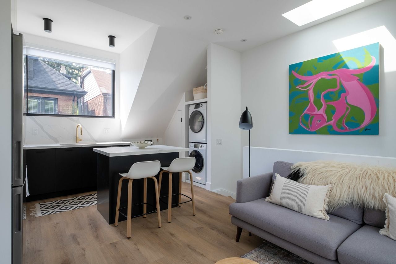 toronto-real-estate-laneway-suite-riverdale-lanescape-rental-unit-8 This Riverdale laneway suite has a rental unit up top and a carport down below