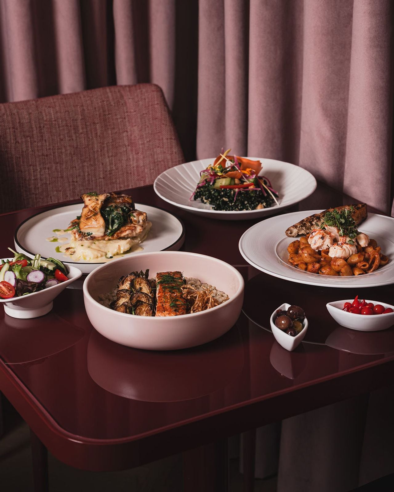 A spread of dishes at Deauville