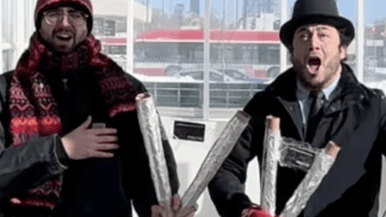A group of Toronto comedians held an opening ceremony for the Eglinton Crosstown