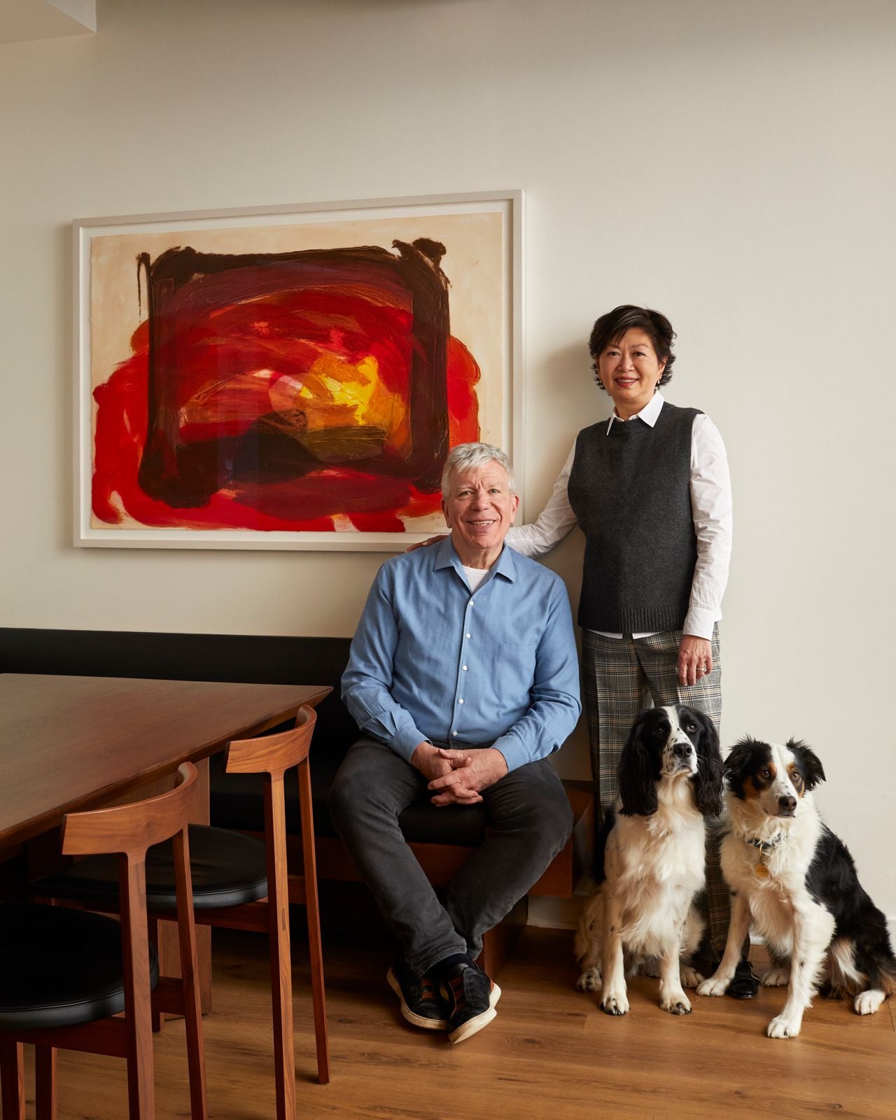 Older couple with two dogs