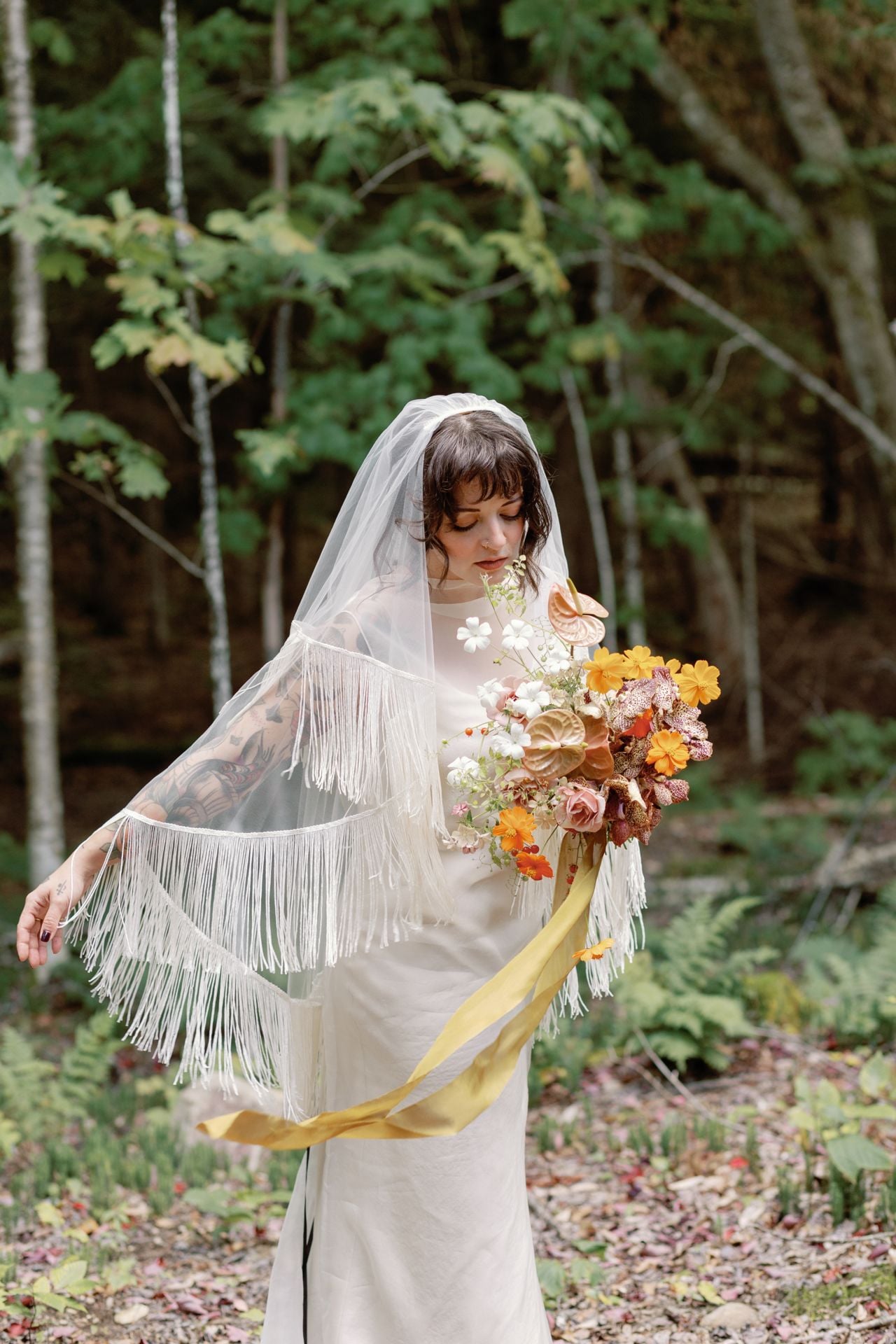 Inside a disco rodeo–themed wedding at a log cabin