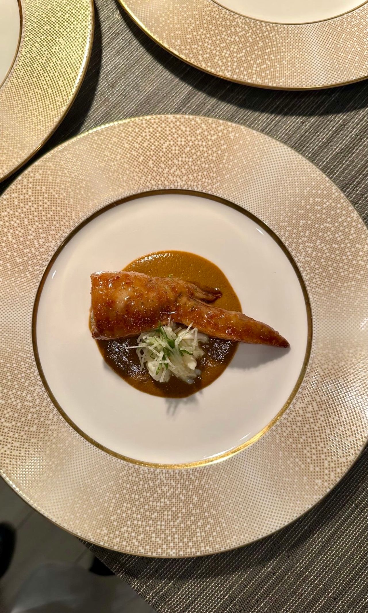 A chicken wing stuffed with curry crab
