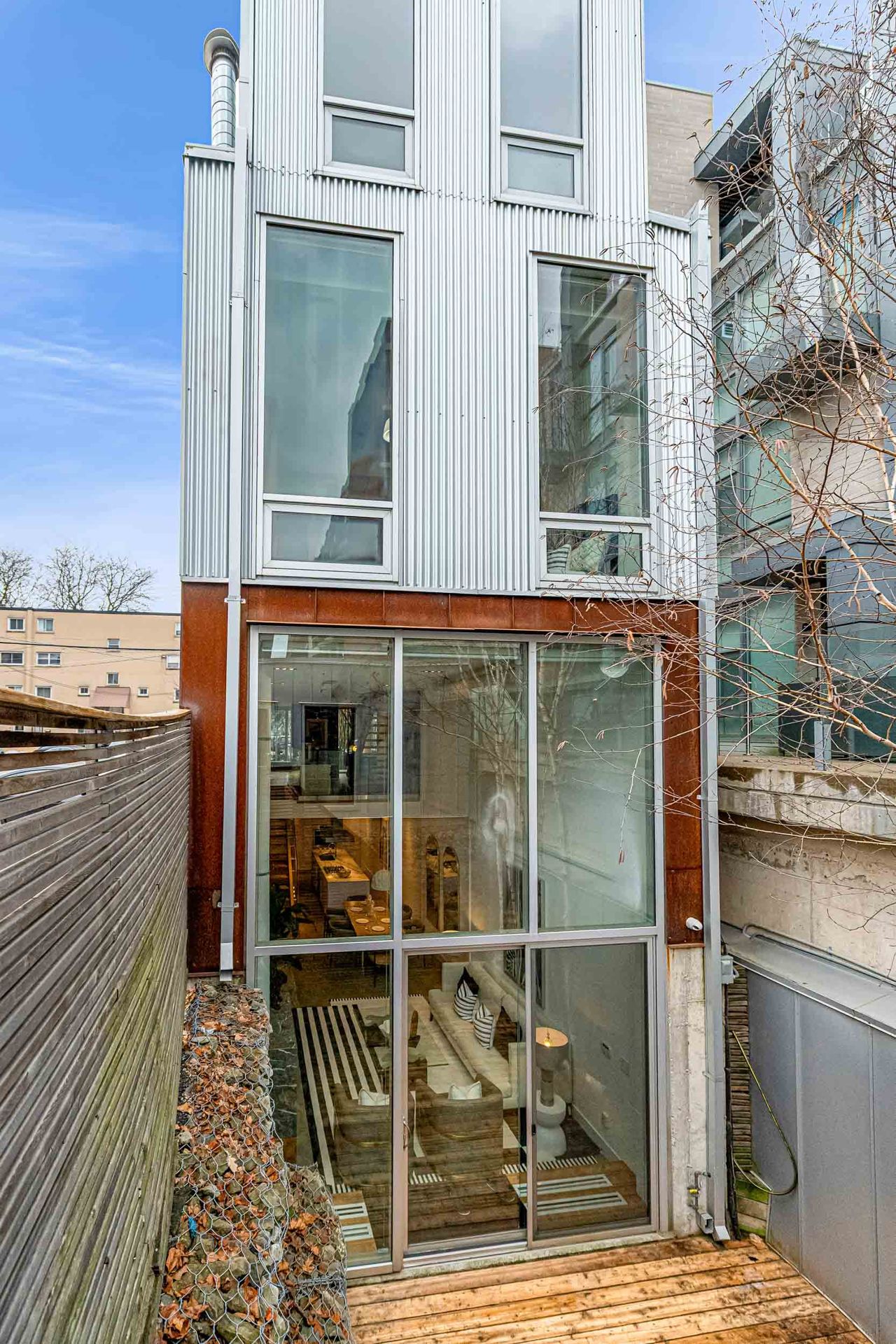 toronto-life-real-estate-trinity-bellwoods-detached-skylights-gabion-wall-backyard-17 $3 million for a vertical curio with programmable fireplaces