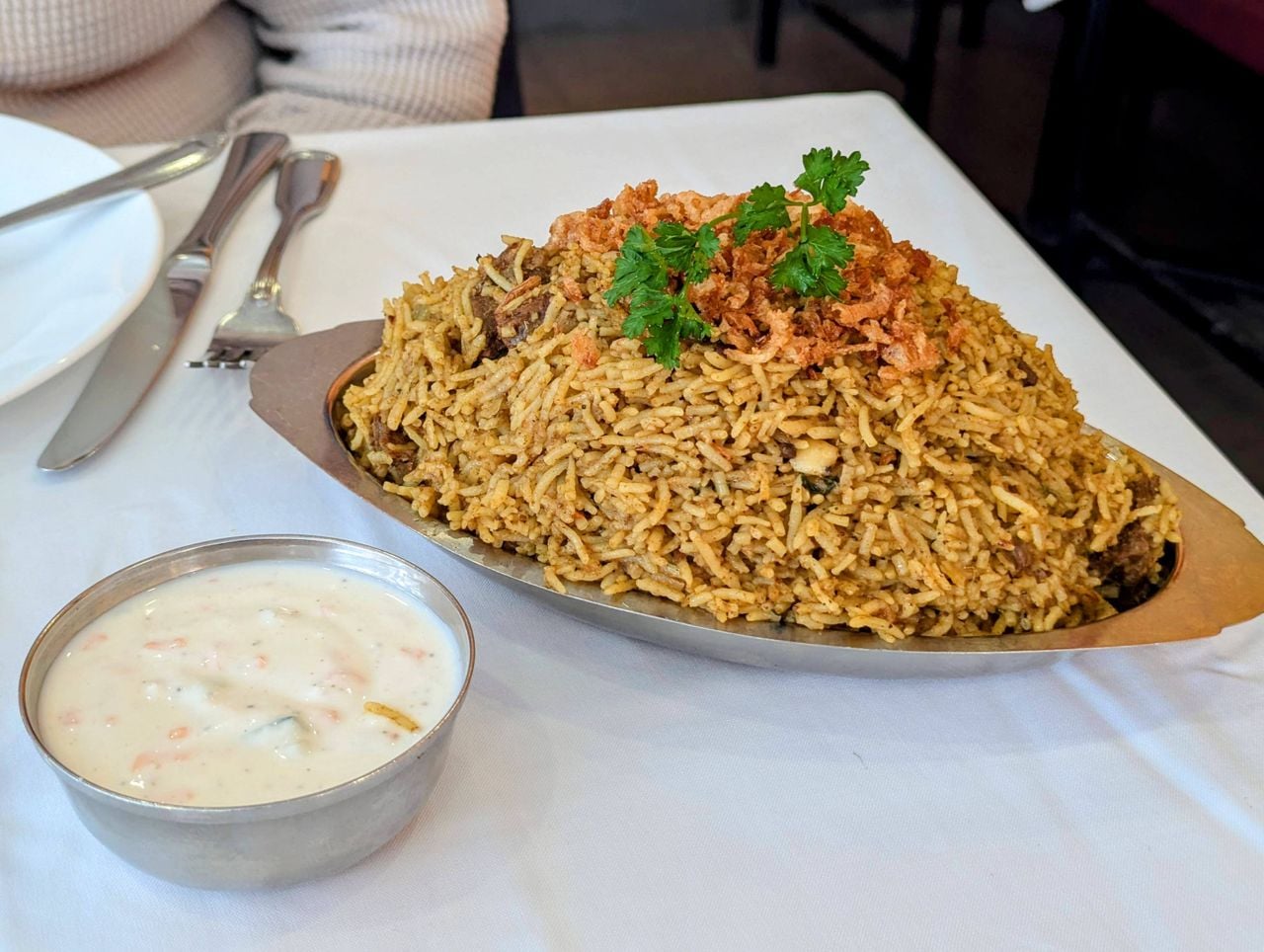 The mutton biryani at Madras Masala in Toronto