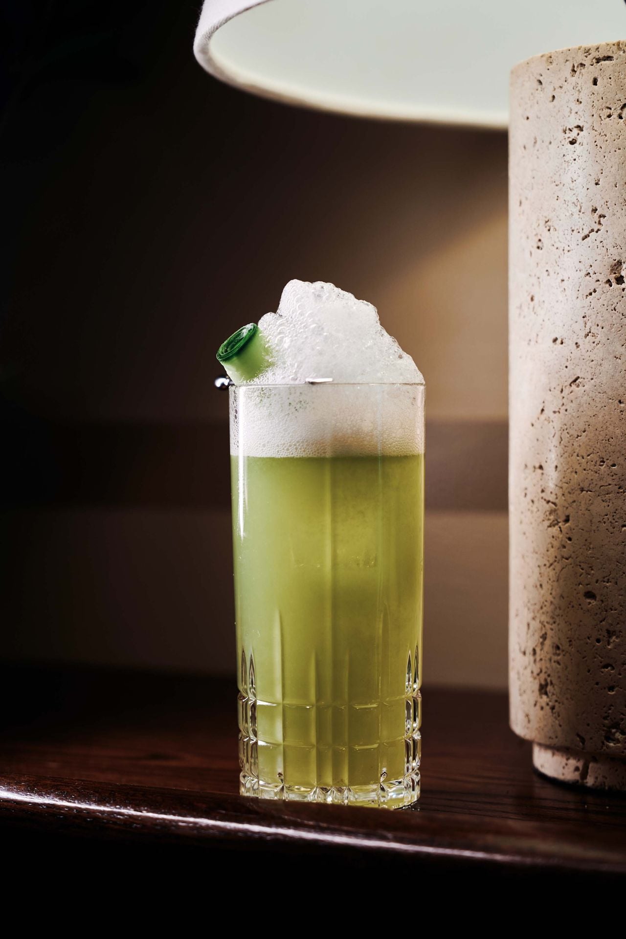 Violet is a crisp highball built with pisco, crème de violette and maraschino, all brightened with cucumber juice, pineapple and lime