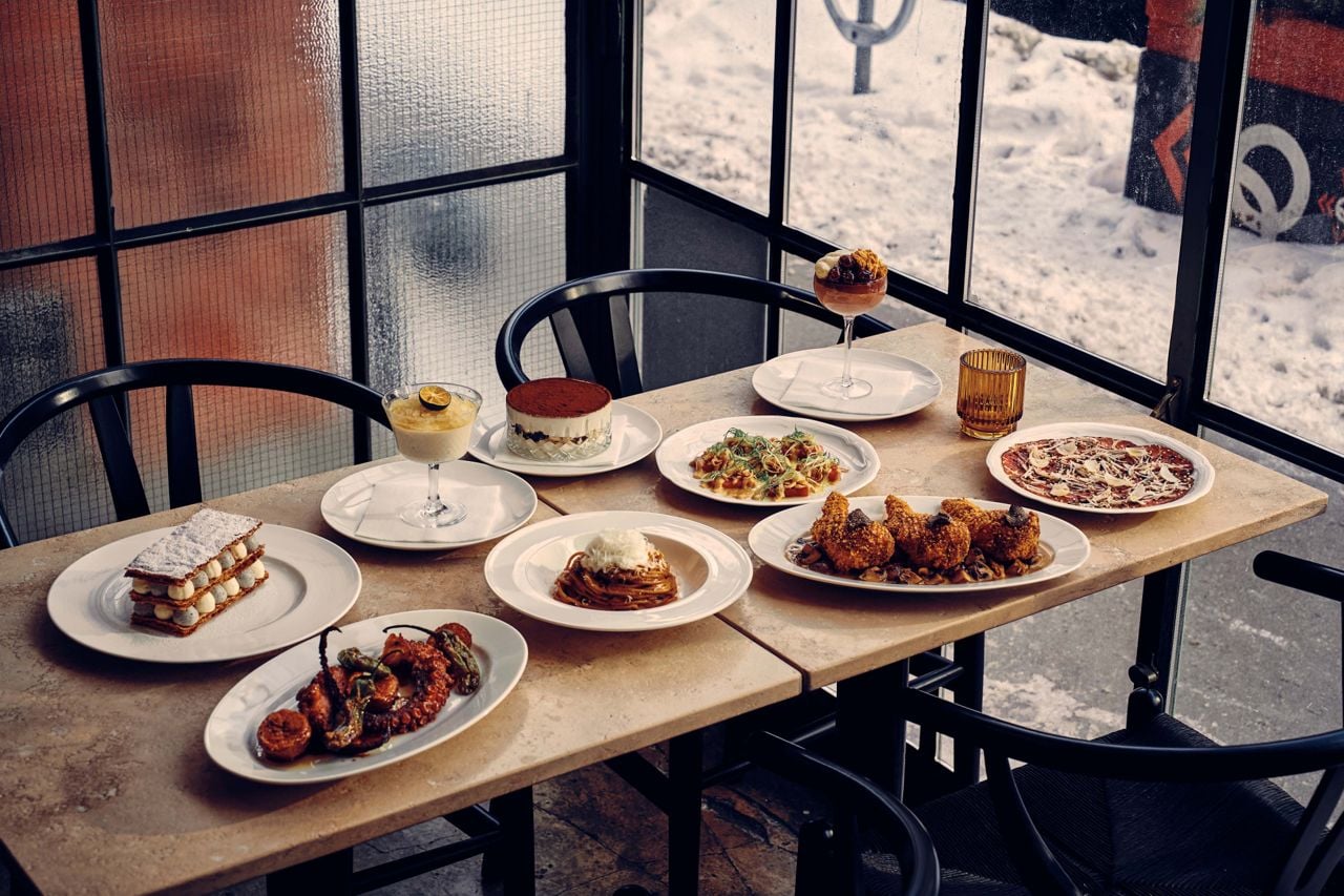 A spread of dishes and drinks at Liliana